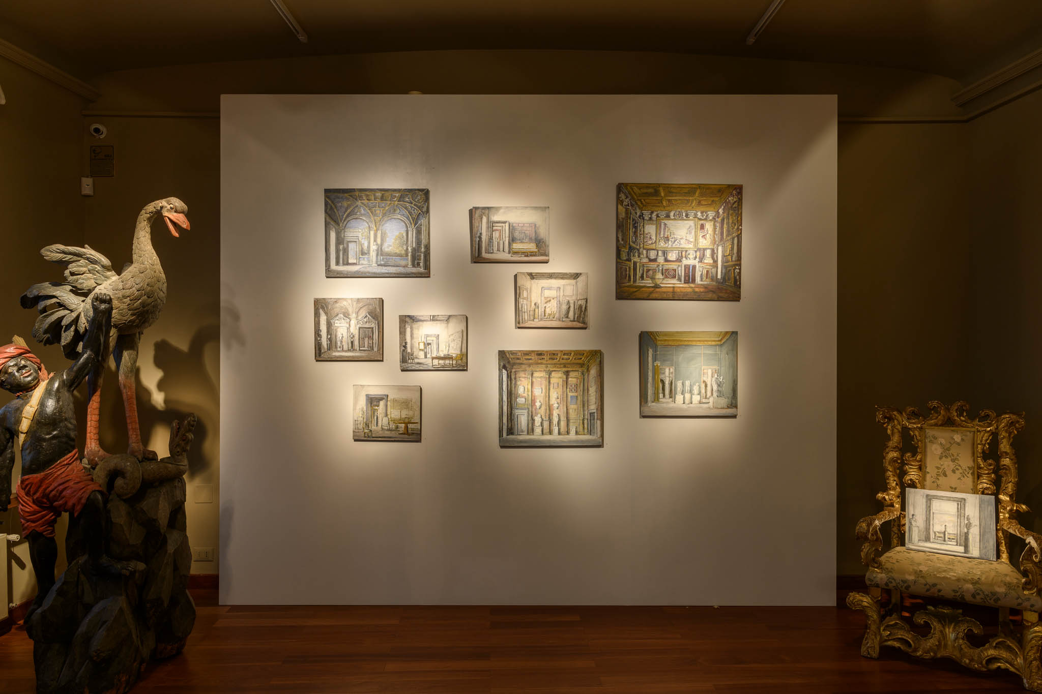 Gallery wall view with multiple artworks